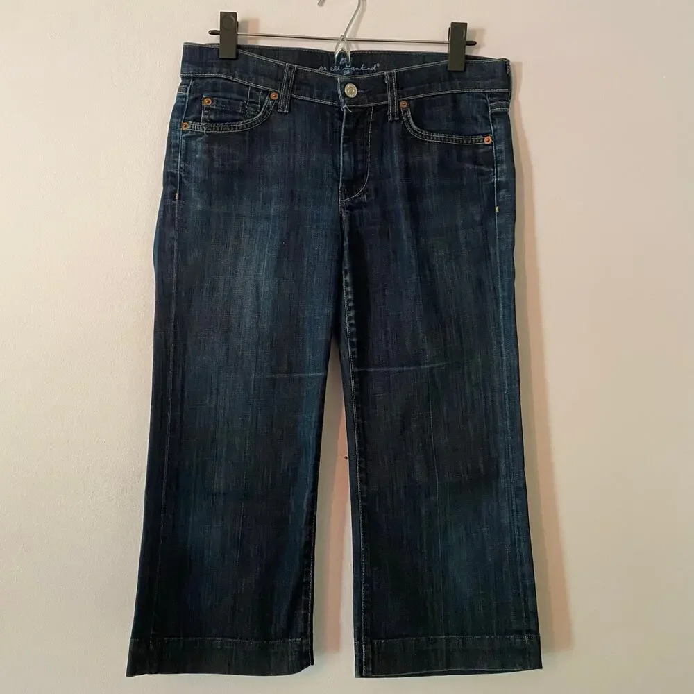 7 for all Mankind Dojo Capri Jeans Y2K Dark Wash Low Rise Retro Women's size 28